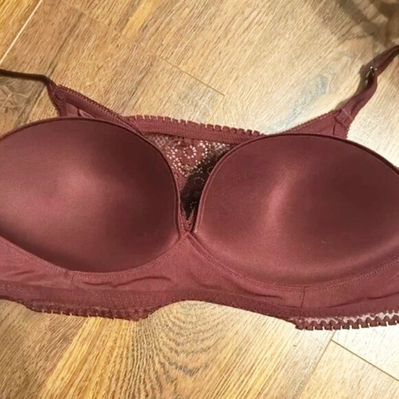 Aerie Dark Red Burgundy Real Power Wireless Push Up Joy Lace Convertible Bra - Picture 6 of 6